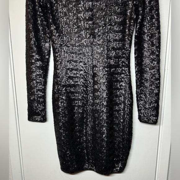 NWT Bailey 44 Heart Of Glass Allover Sequins Black Mini Long Sleeve Dress XS - Picture 15 of 17